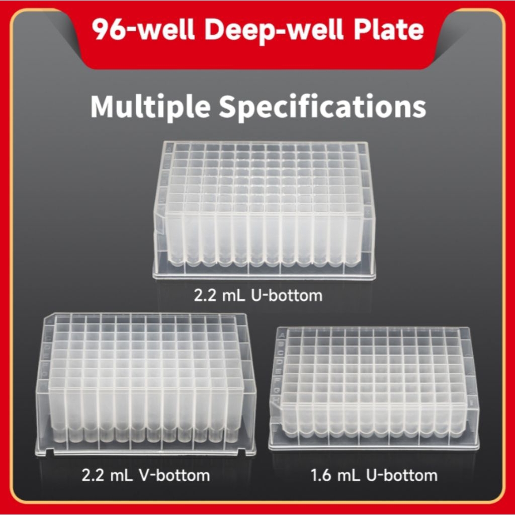 96-well Deep Well Plate Servicebio, size 2mL U bottom, 2mL V bottom, 1.6mL U bottom. Analisis moleku