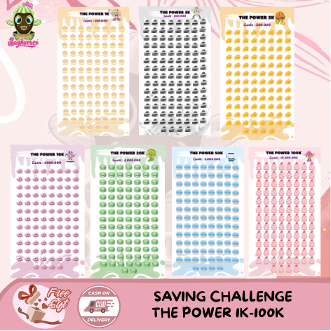 Lembar Kertas Menabung Saving Challenge A6 / Binder Menabung A6 (The Power)