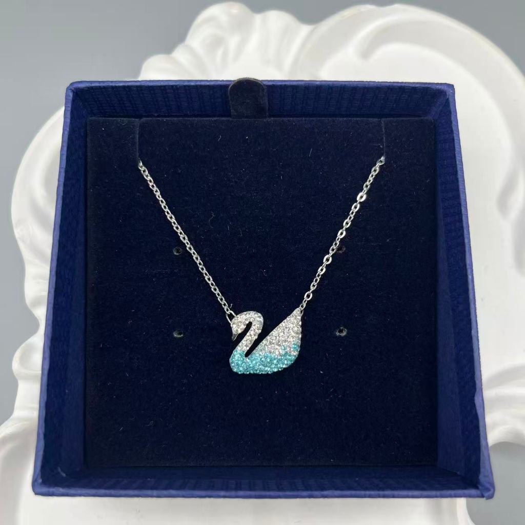 Swarovski Swan Pendant Blue Gradient Swan Necklace