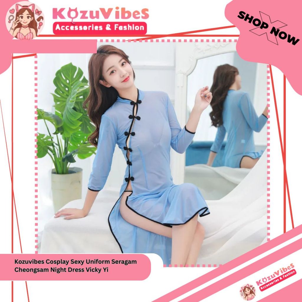Kozuvibes Cosplay Sexy Uniform Seragam Cheongsam Night Dress Vicky Yi