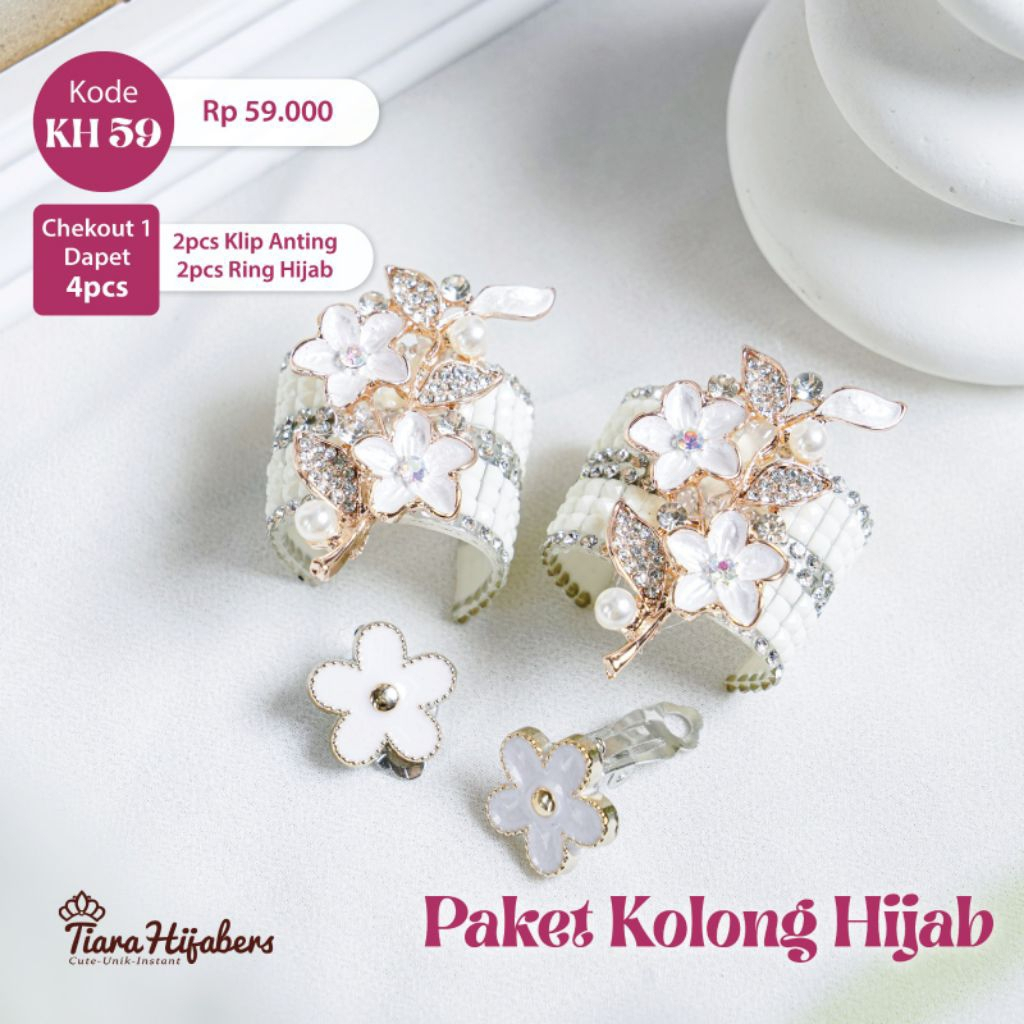 Isi 4 biji kolong hijab lentur viral korea premium bros ring mewah multifungsi mix anting jepit earr