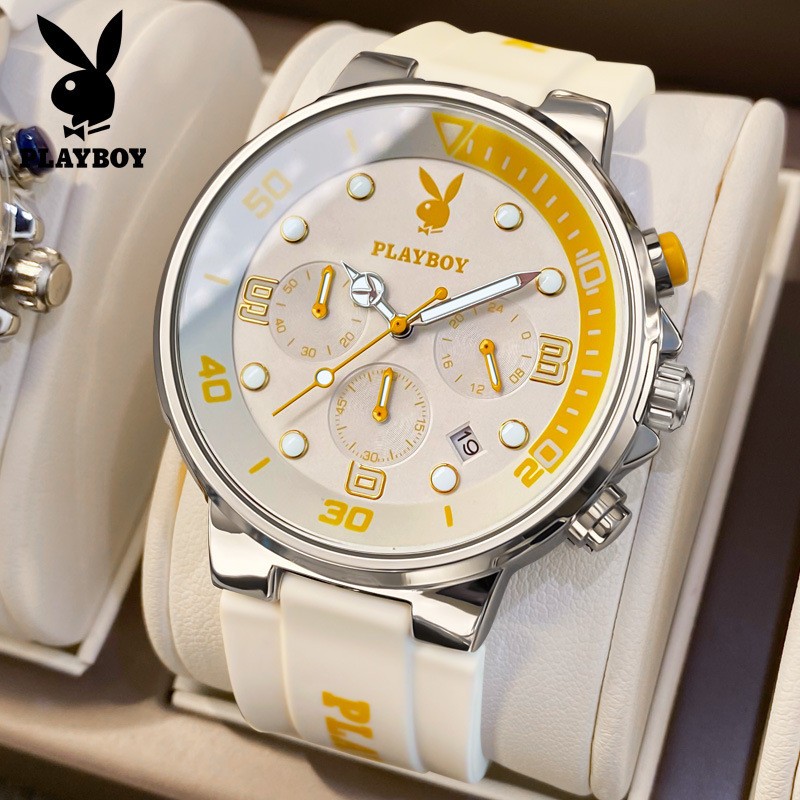 PLAYBOY Jam Tangan Pria Original Keren Anti Air Unik Desain Luxury Gerakan Kuarsa Fashion Men Watch 