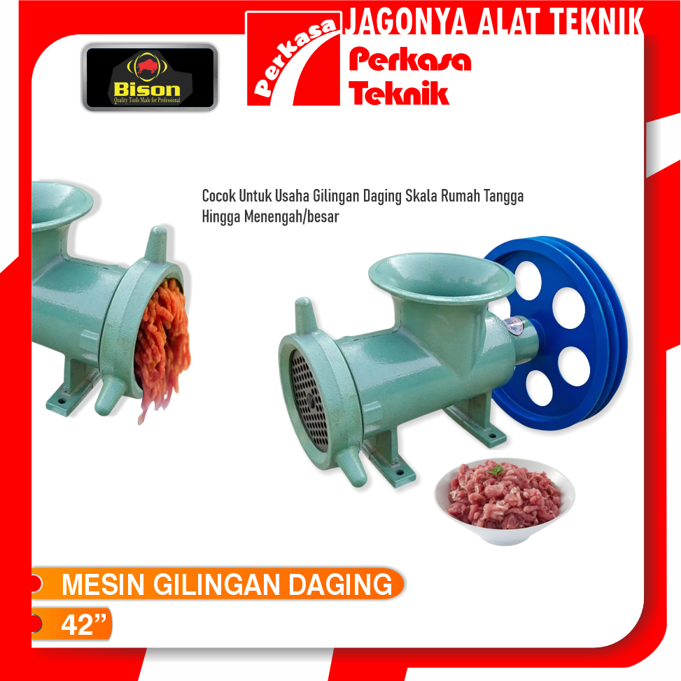 Mesin Gilingan Daging Manual 42" BISON Meat Mincer Grinder
