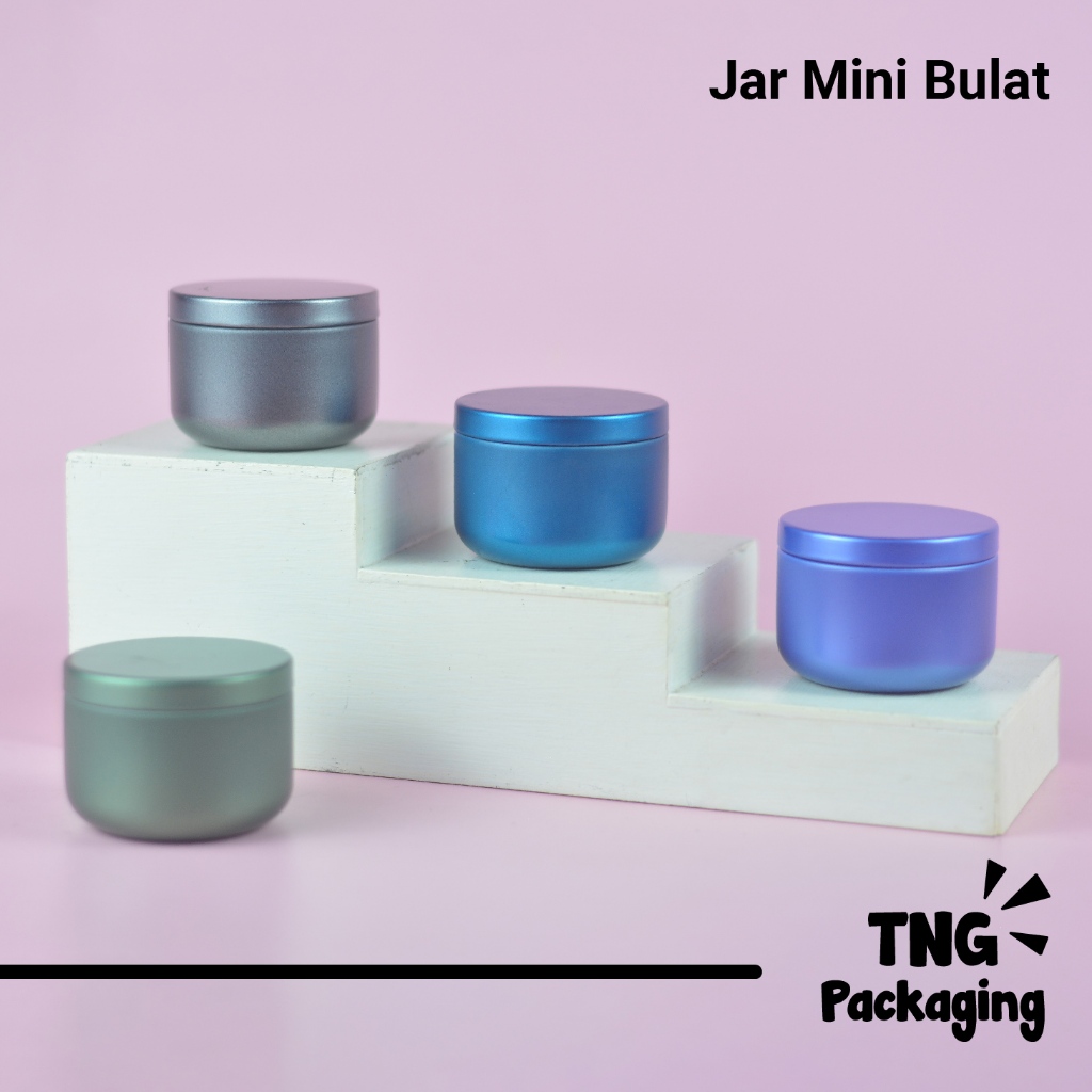 Jar Tin Can Mini Bulat + Inner Lid Warna Metallic – Wadah Kosmetik Skincare Cream Kecil, Masker, Lul