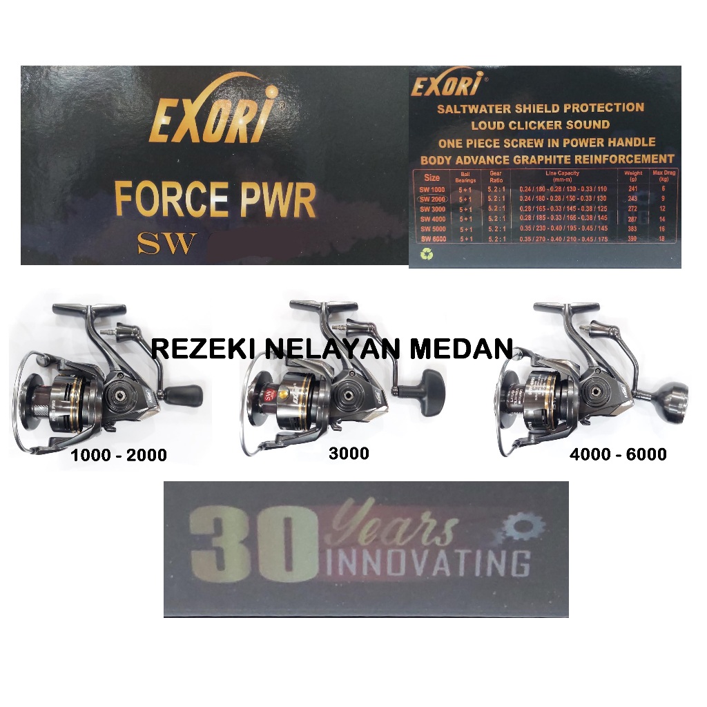 Reel EXORI Force Power SW 1000 2000 3000 4000 5000 6000 | Reel Saltwater Murah Berkualitas