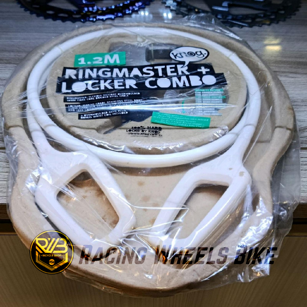 Knog Kunci Gembok Sepeda /Motor Ringmaster + Locker Combo 1.2m White
