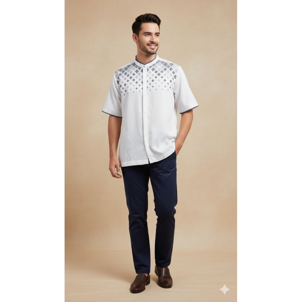 Baju Koko Dewasa Warna BW aplikasi Bordir Terbaru