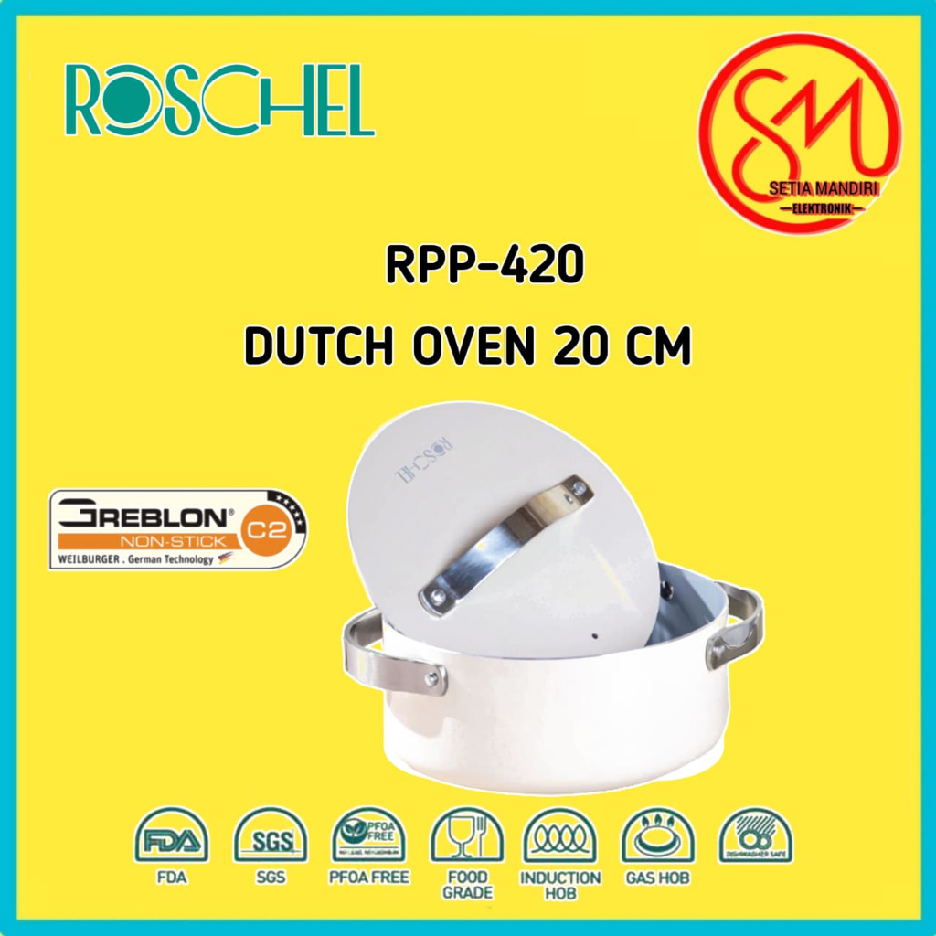 Roschel Diora Professional Dutch Oven 20cm,24cm Ceramic Non-Stick Greblon CK2 German Coating