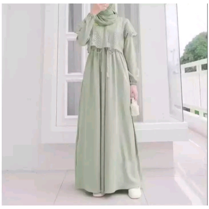 Gamis Mix Brukat Malika Gamis Lebaran Elegan Gamis Model Terbaru Bahan Crinkle Premium