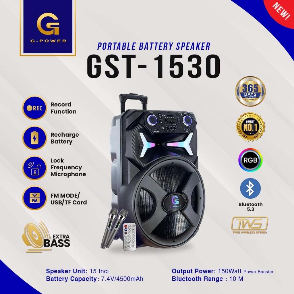 SPEAKER G-POWER GST-1530 15 INCH DOUBLE MIC WIRELESS