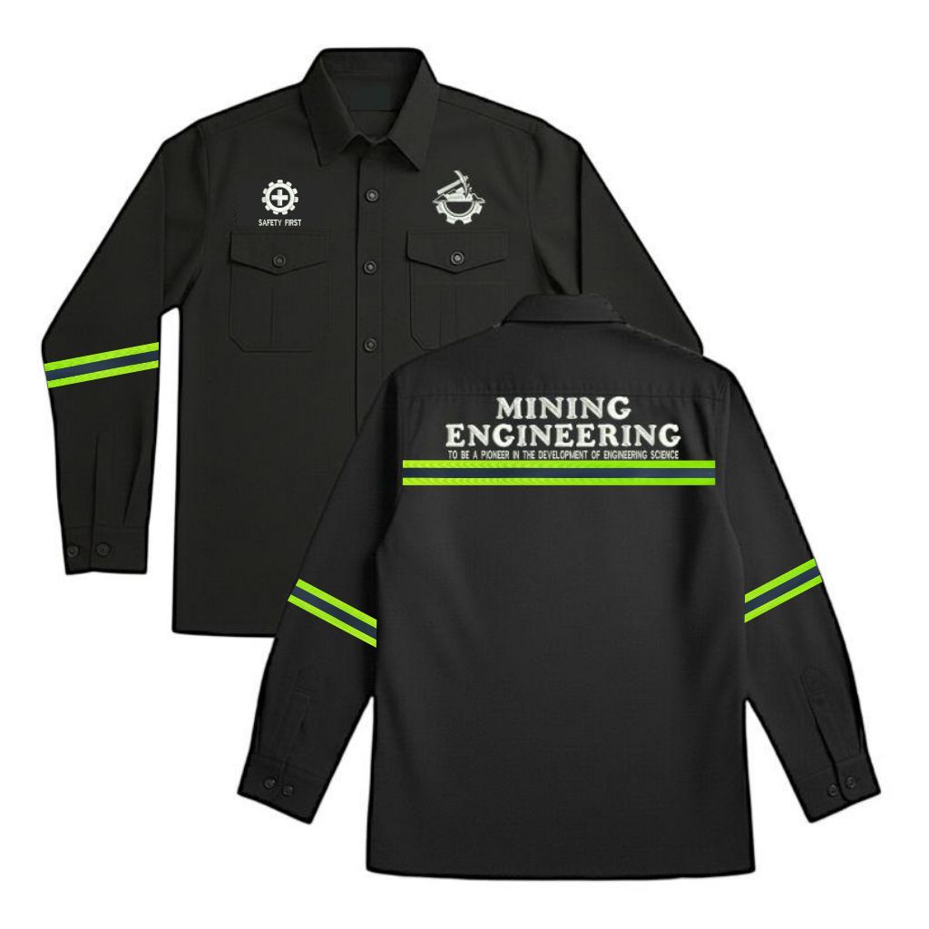 KEMEJA WORKSHIRT LENGAN PANJANG MINING ENGINEERING PITA SKOTLIGHT BORDIR KOMPUTER