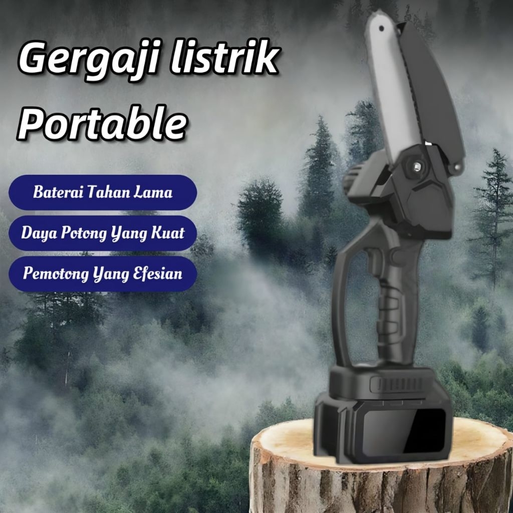 Chain Saw Cordless 6 Inch Chainsaw Cordless Chainsaw Gergaji Rantai Elektrik Mini Portable