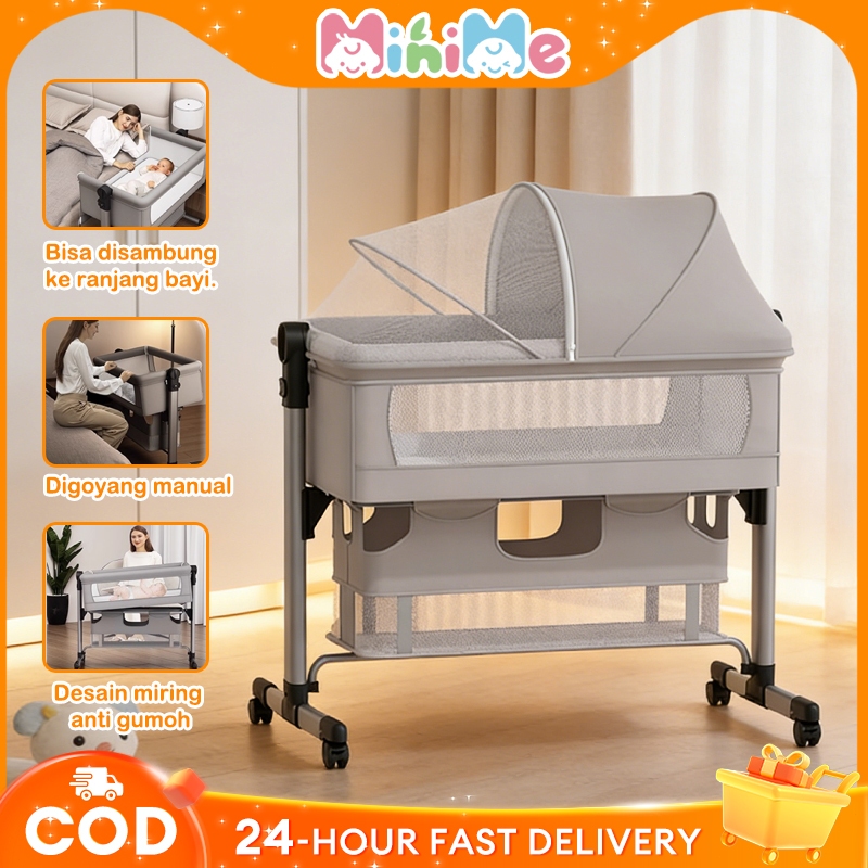 Ready Stock Box Bayi Tempat Tidur Bayi 4 in 1 Multifungsi Dilengkapi Roda Bergerak Dapat Diayun Ting
