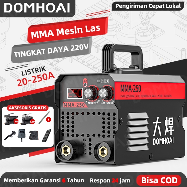 [BISA COD] DOMHOAI Mesin Las MMA-250 Inverter Las Listrik Logam 450 Watt IGBT Welding Machine Portab