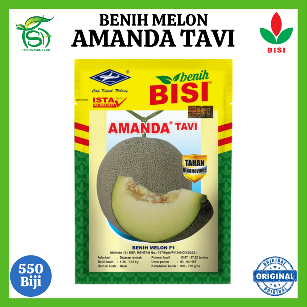 Benih Melon AMANDA TAVI (550 Butir) - Bibit Hibrida F1 Bisi
