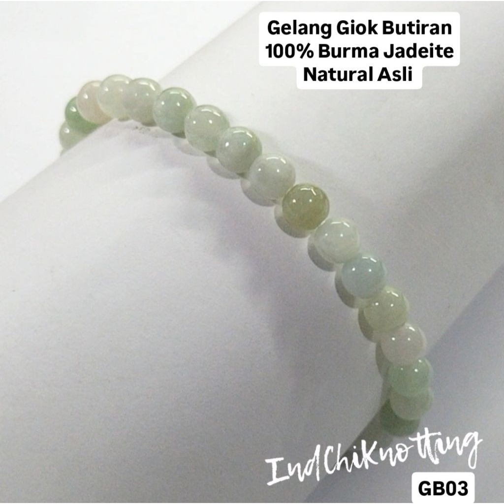 Gelang Giok Butiran 5,8mm 100% Burma Jadeite Ori Grade A GB03