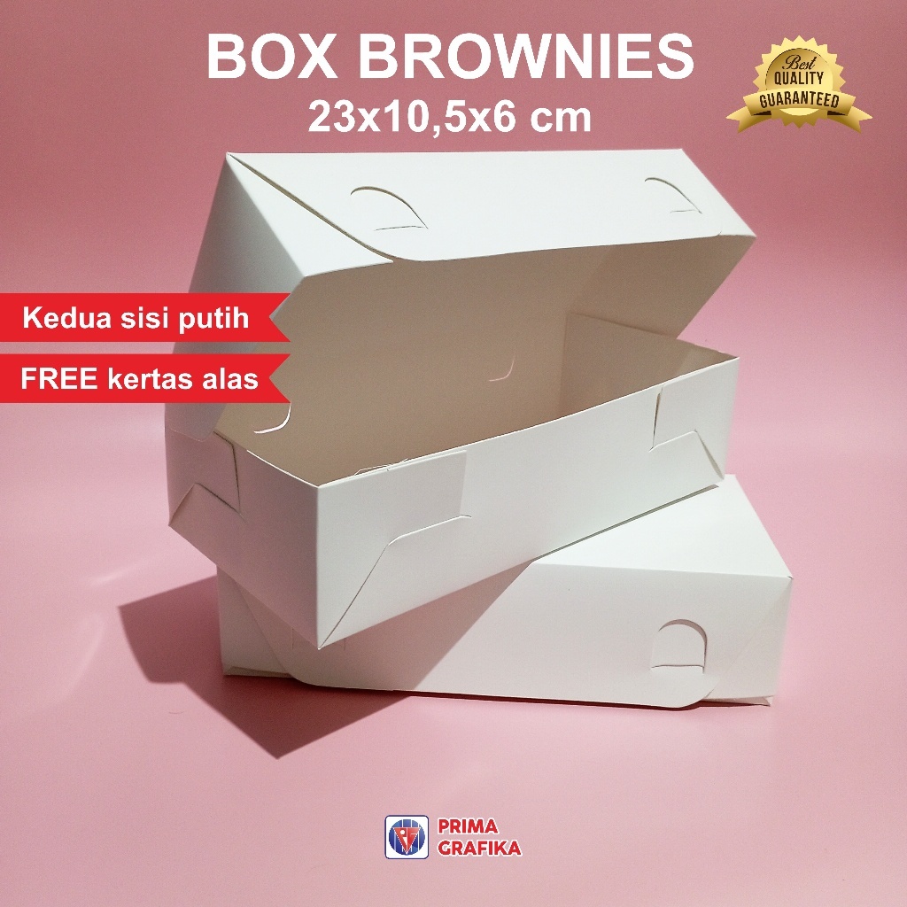 Custom Box Brownies Putih 23 x 10,5 x 6 Kemasan Roti / Kardus Brownis / Dus Kue
