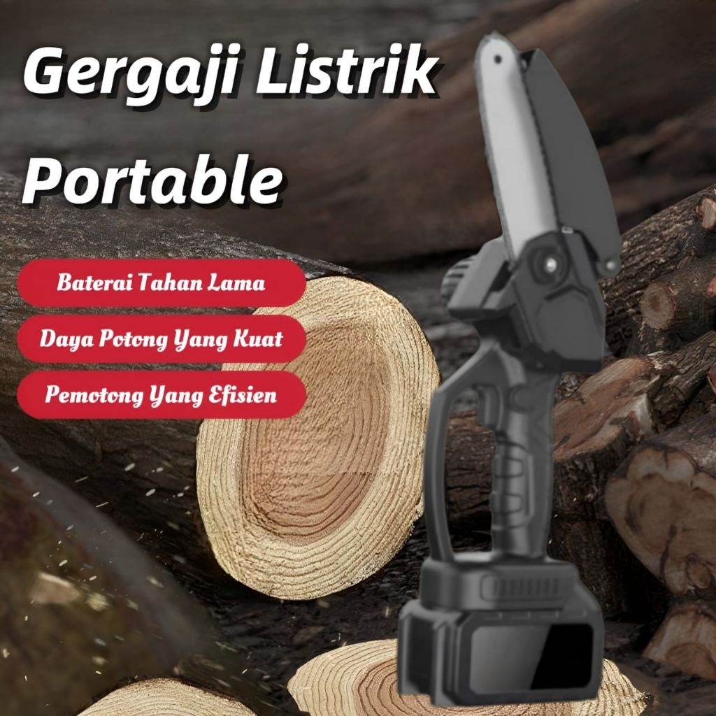 Gergaji Listrik Mini Chainsaw Listrik Tanpa Kabel Gergaji Listrik Genggam Untuk Memotong Kayu