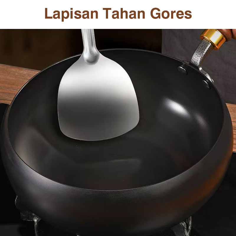 PROMO TERBARU READY STOCK GLC PANCI BESI ANTI LENGKET TAHAN LAMA DENGAN GAGANG KAYU 24CM - TAHAN