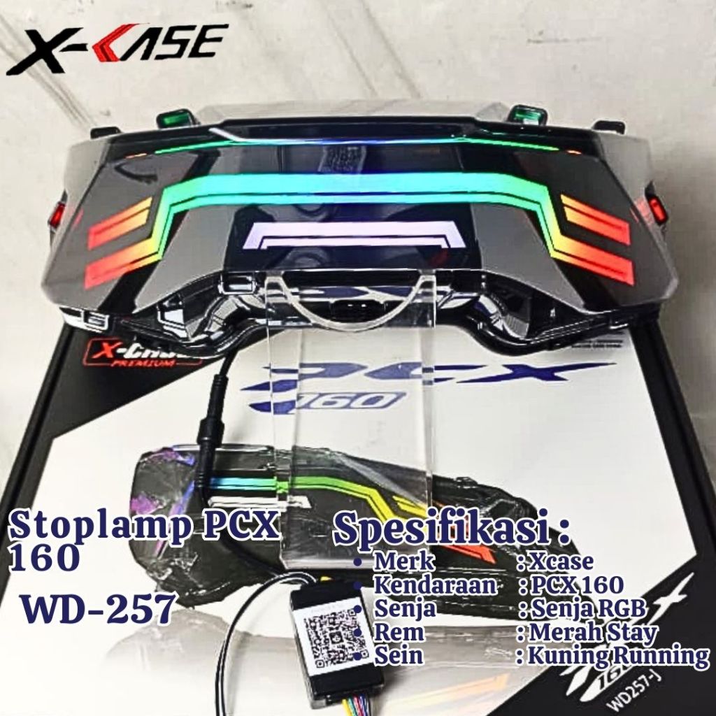 Lampu Stop PCX 160 Lazy Lumatail RGB 200+ Mode Stoplamp Leji Xcase