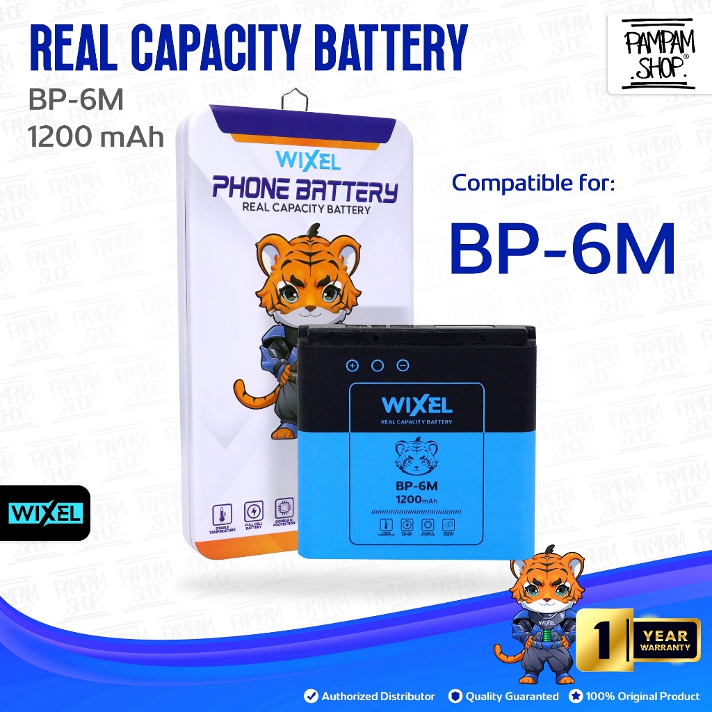 WIXEL Baterai BP-6M Nokia 3250 6151 6233 6280 6288 9300 9300i N73 N77 N93 Double Power Real Capacity