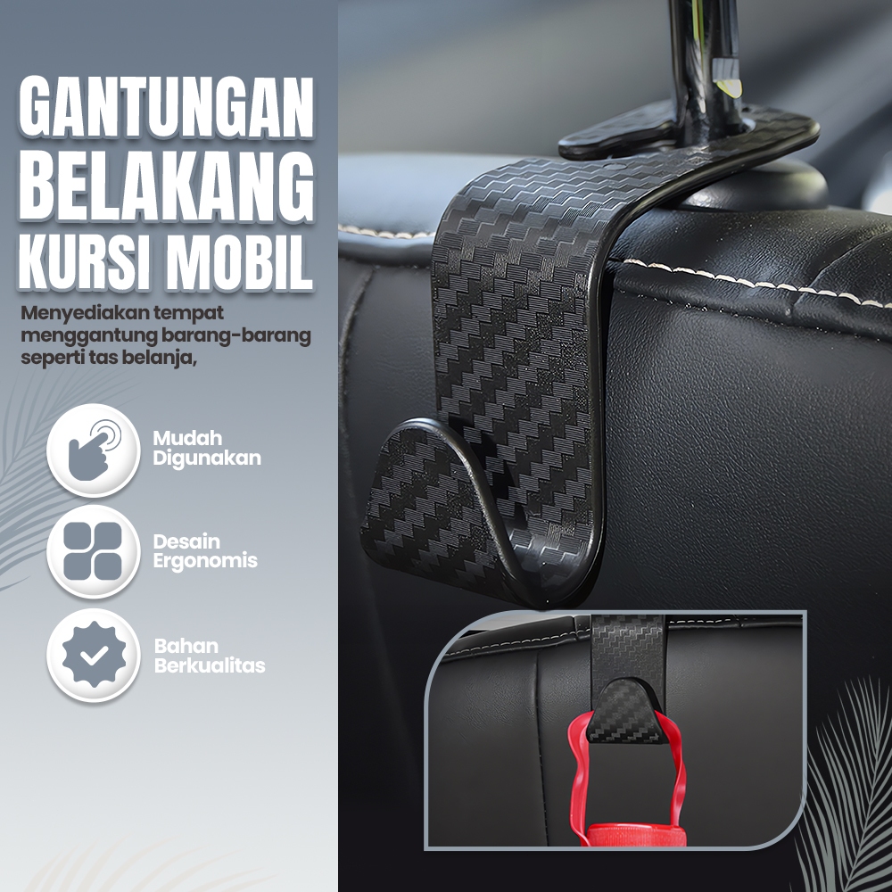 Kait Mobil Multifungsi - Kait Kursi Belakang yang Tersembunyi untuk Tas Belanja, Masker & Tas Kecil