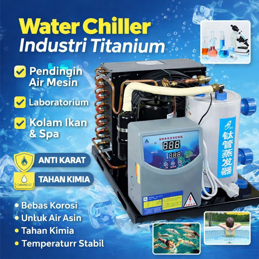 Water Chiller Industri Titanium Tube CNCLaser Welding 1HP | Mesin Pendingin Air
Kolam Ikan Spa Aquar