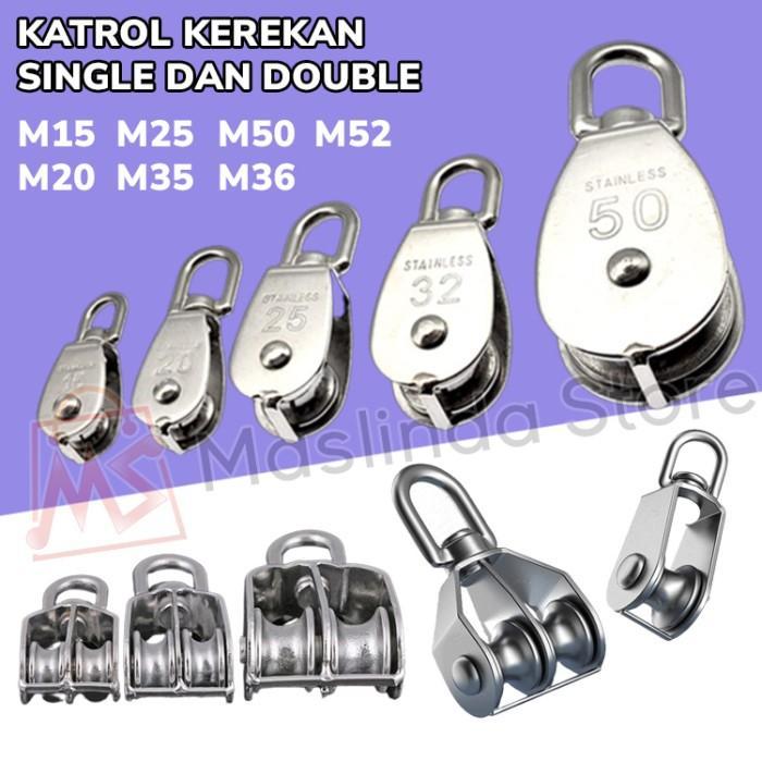 Katrol Kerekan Mini Single Double Alat Angkut Pengangkut Barang Catrol - METAL CARABINER