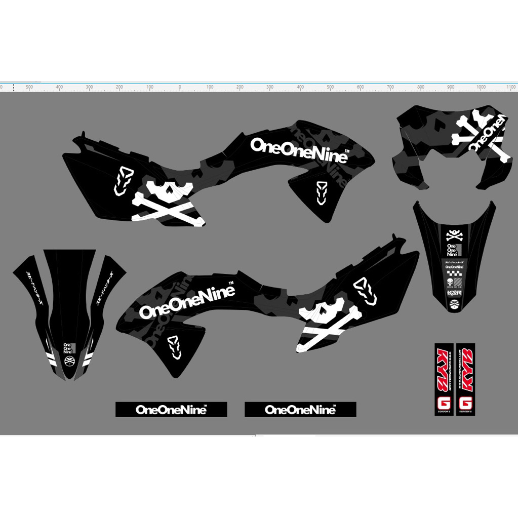 decal keren stiker full body klx 150 bf variasi striping motif hitam list ungu hijau tosca simple ke