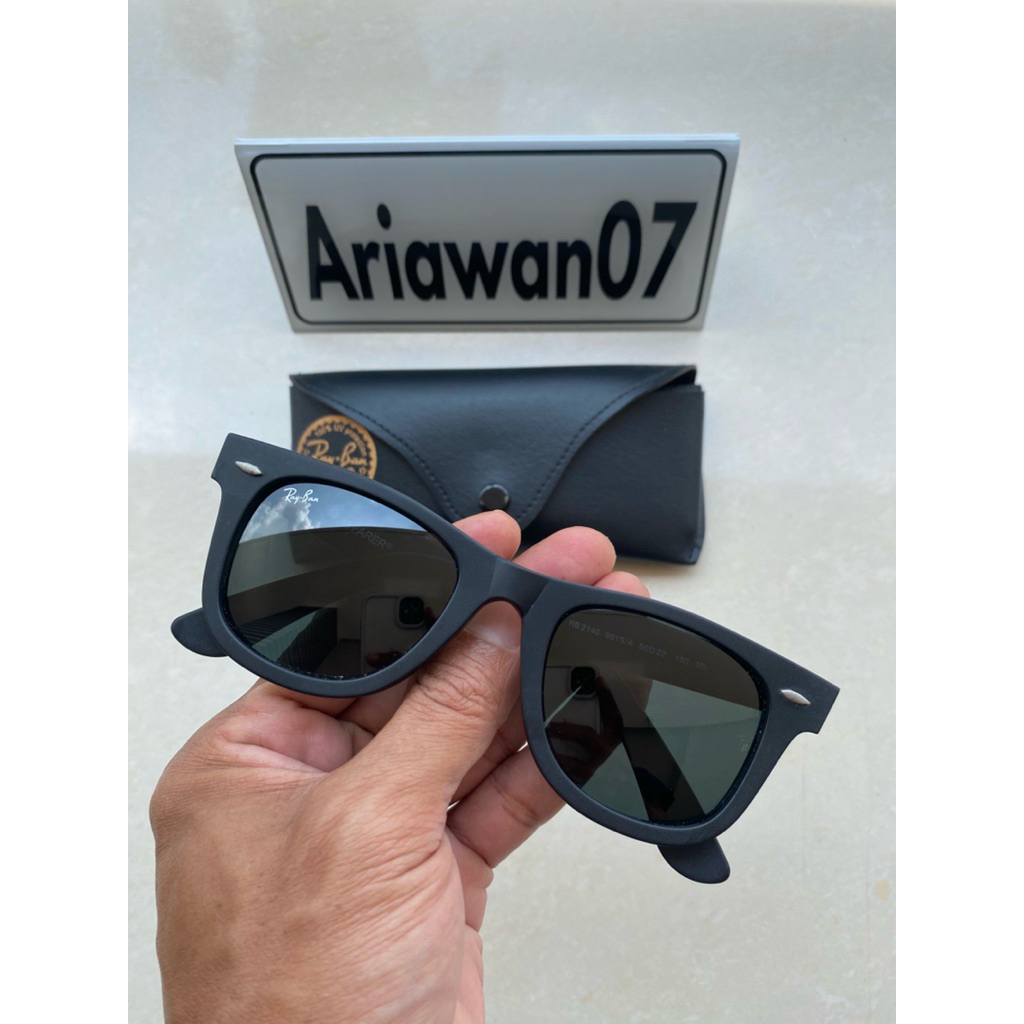 kacamata ray-ban wayfarer hitam doff kaca hitam sz 50