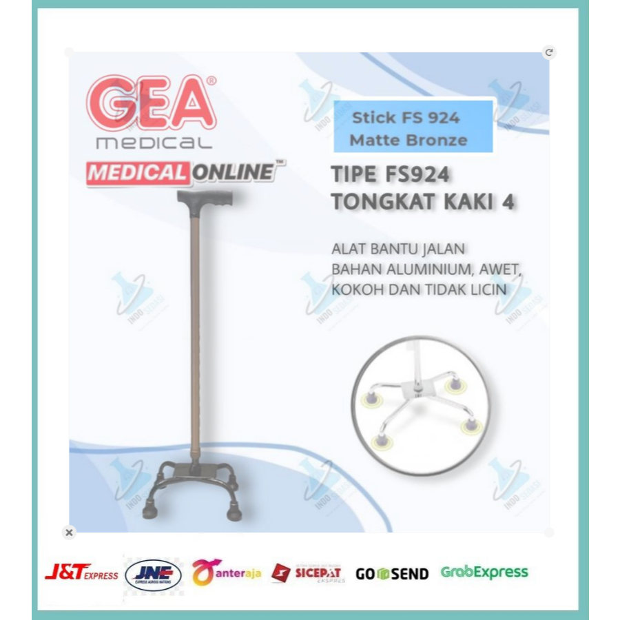 Tongkat Gea Kaki 4 FS 924 Brown / Tongkat Kaki 4 GEA READY FS 924