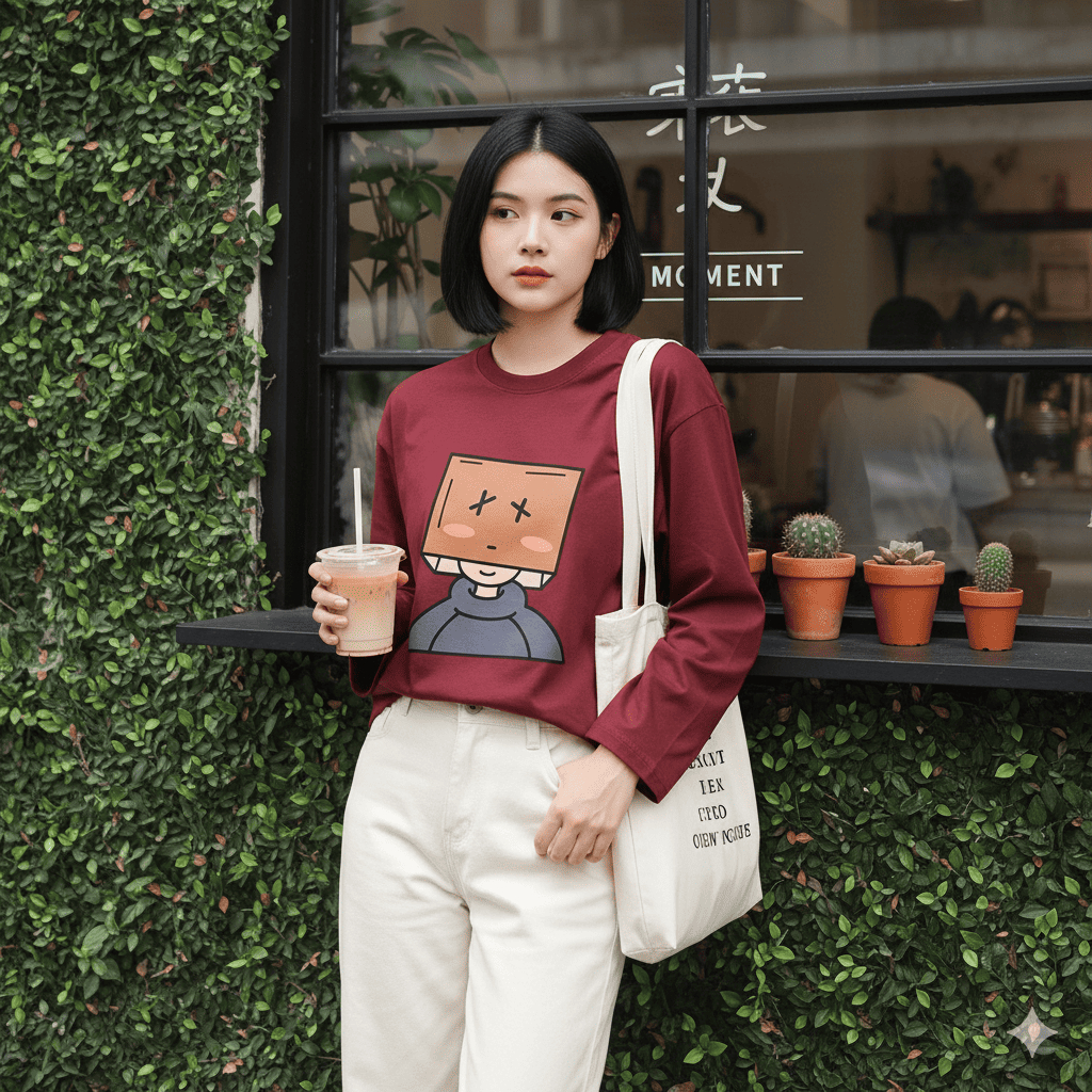 Kaos Oversize Lengan Panjang / Kaos Oversized Wanita / Kaos Oversize Pria / Kaos Oversize Jumbo BOX