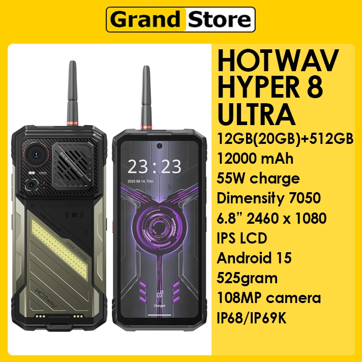 Hotwav Hyper 8 Ultra 5G 12GB+512GB Dimensity 7050 6.8" Android 15 12.000mAh rugged