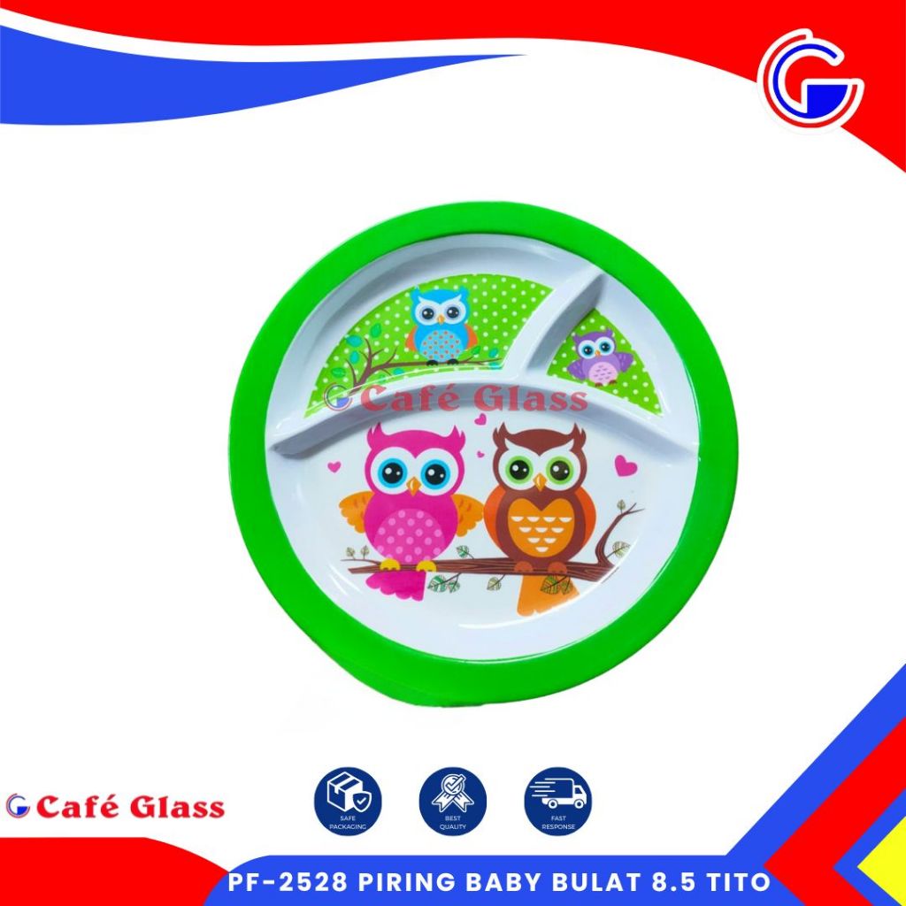 PIRING BULAT SEKAT MPASI ANAK / PIRING SEKAT TAKAR KARAKTER LUCU / PIRING BULAT 8.5 MELAMIN TITO