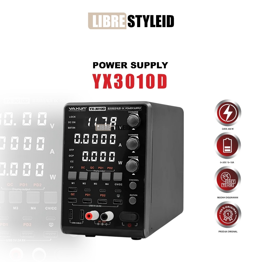 YAXUN YX3010D POWER SUPPLY DIGITAL 30V 10A DC LABORATORY UNTUK TESTING PCB DAN RANGKAIAN - POWER SUP