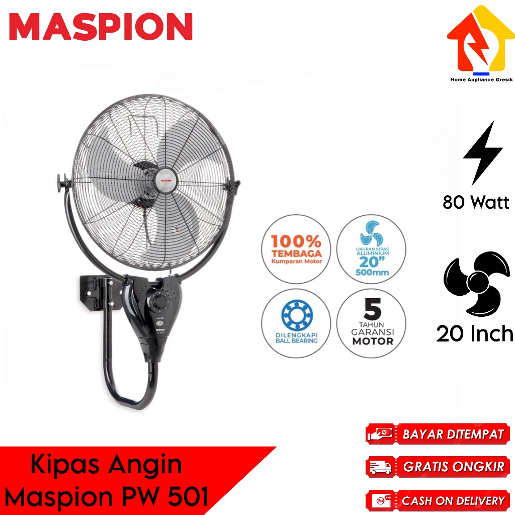 Maspion Kipas Angin Dinding Power Fan PW 501 (20 Inch) / Wall Fan Maspion PW501