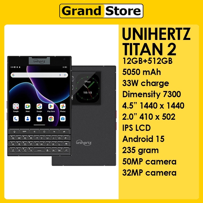 Unihertz Titan 2 | 5G | 12GB/512GB | Dimensity 7300 | 5050mAh 33W | 4.5" IPS LCD | Android 15
