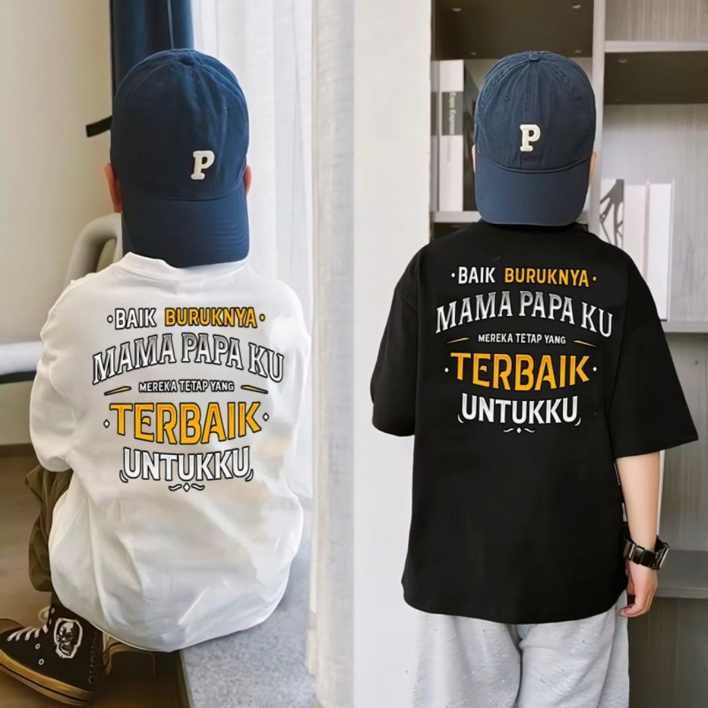 baju anak kaos kata kata unisex lengan pendek sablon depan belakang