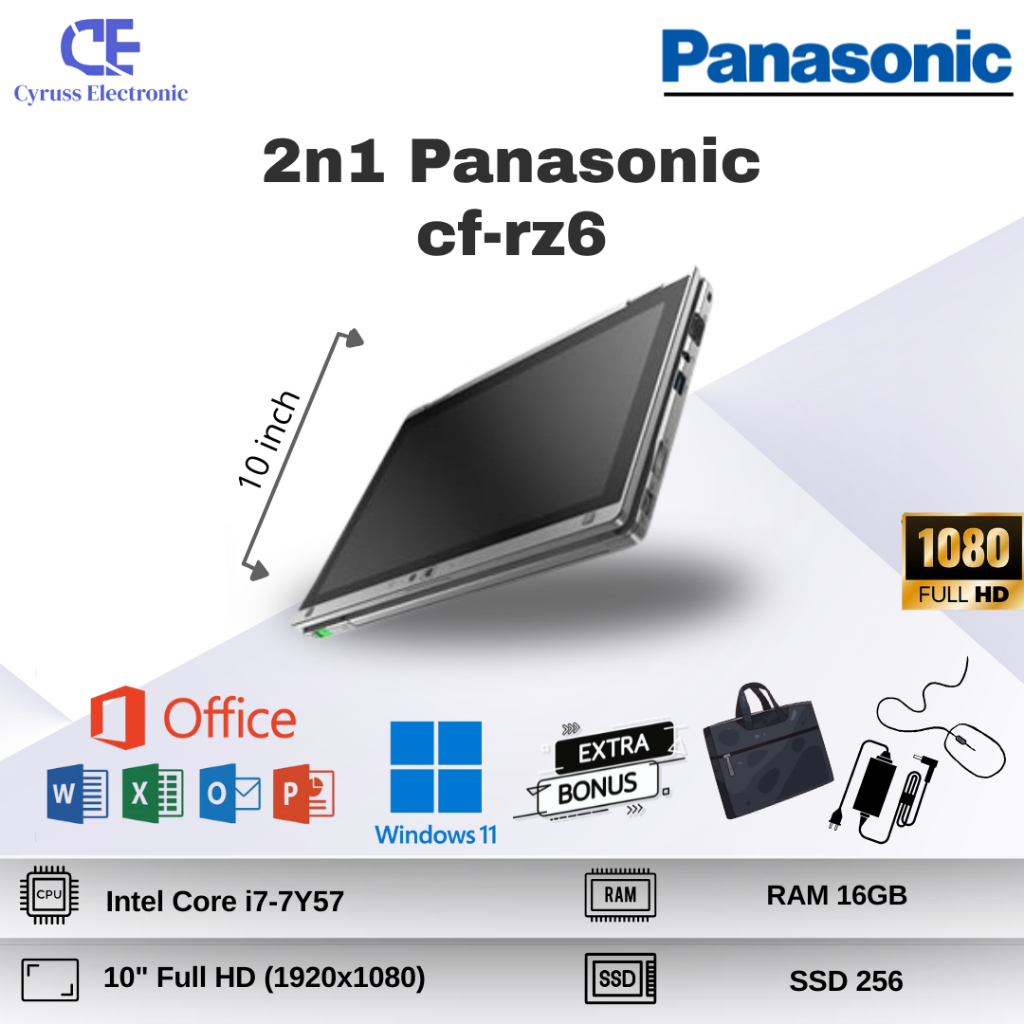 Laptop 2in1 Panasonic CF-RZ6 Intel Core i7 Gen 7 RAM 16GB SSD 256GB 10" IPS Panel FullHD SECOND