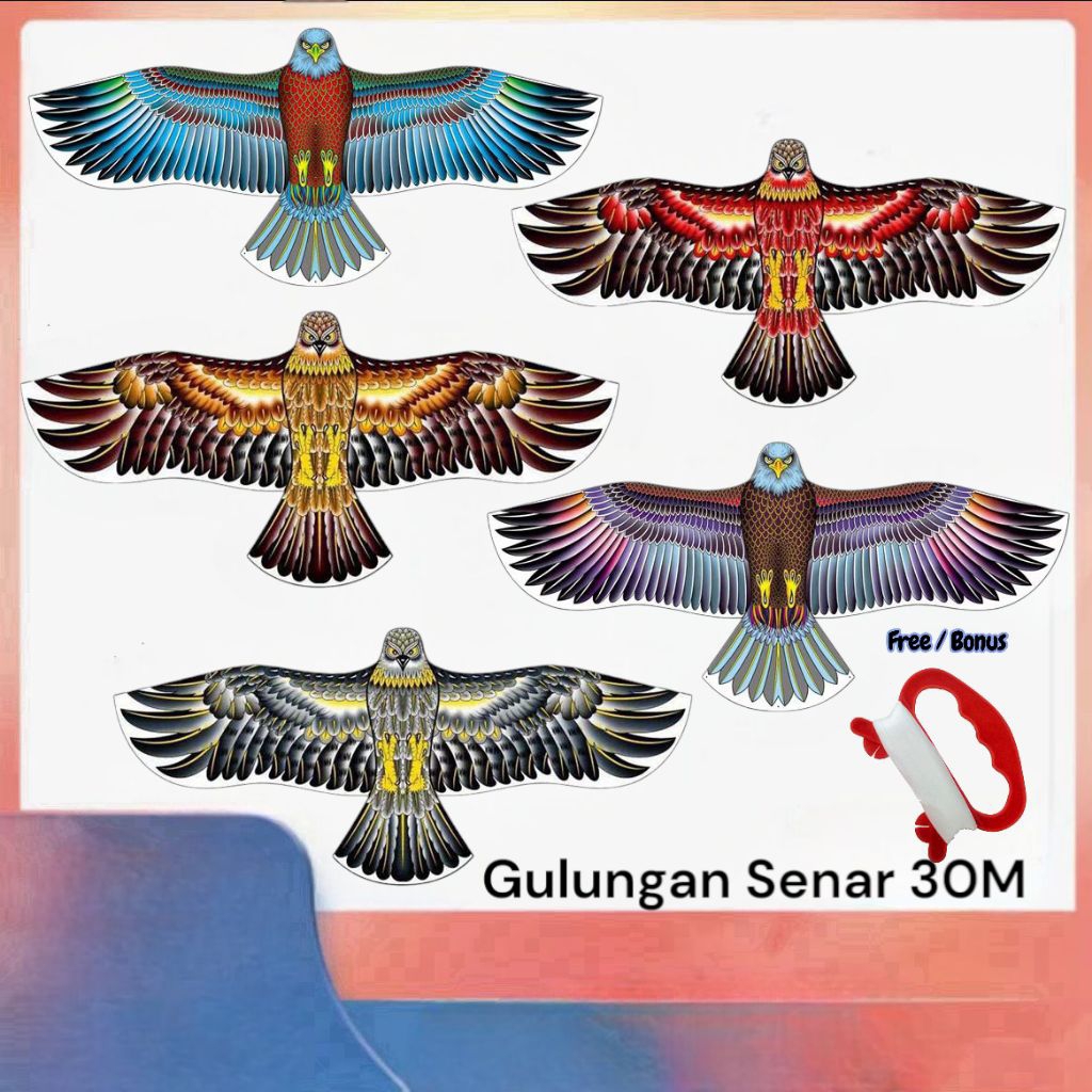 Layangan Jumbo Model Elang Free Bonus Senar 30M Gulungan Senar 30M untuk Aktivitas Luar Ruangan