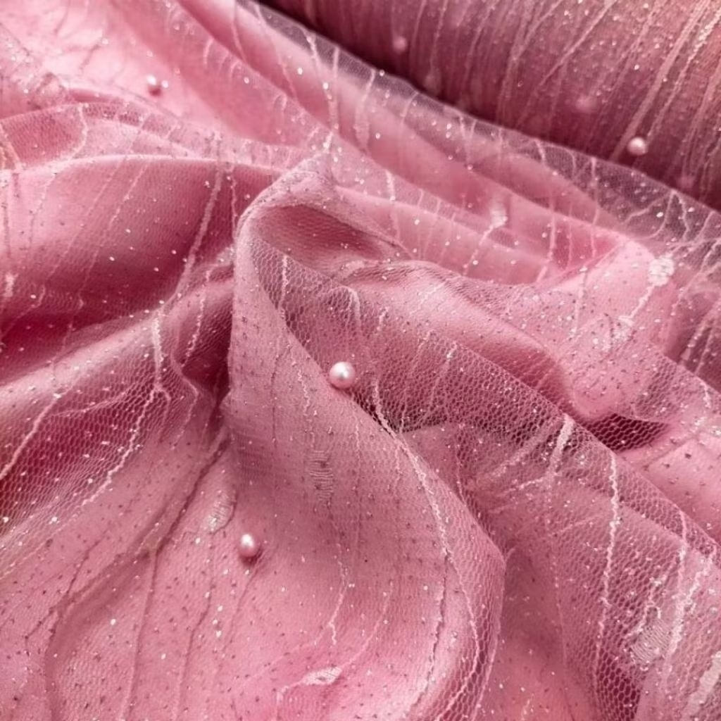 Kain Tile Akar Mutiara / Tile Glitter Tile Nobita / Tulle lulu / Tile Glitter Mutiara