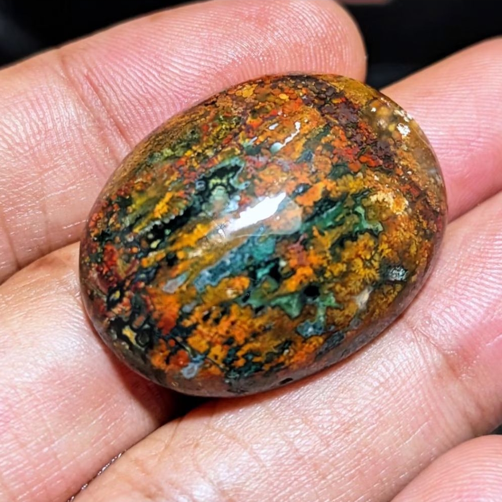 Batu Akik Garut Pancawarna Rande Baracak Warna, Tinggal Naik Ring Perak, Dimensi Super Jumbo, Cocok 