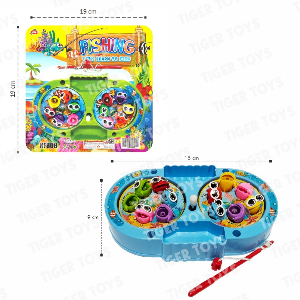 KF808 MAINAN PANCING MAGNET IKAN FISHING GAME KOLAM 2 DOUBLE MAINAN PANCING IKAN KUNCI PUTAR MAINAN 