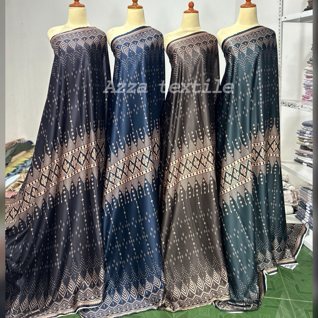 Kain silk premium motif etnik | per setengah meter | cod kain meteran | toko kain meteran | kain mew