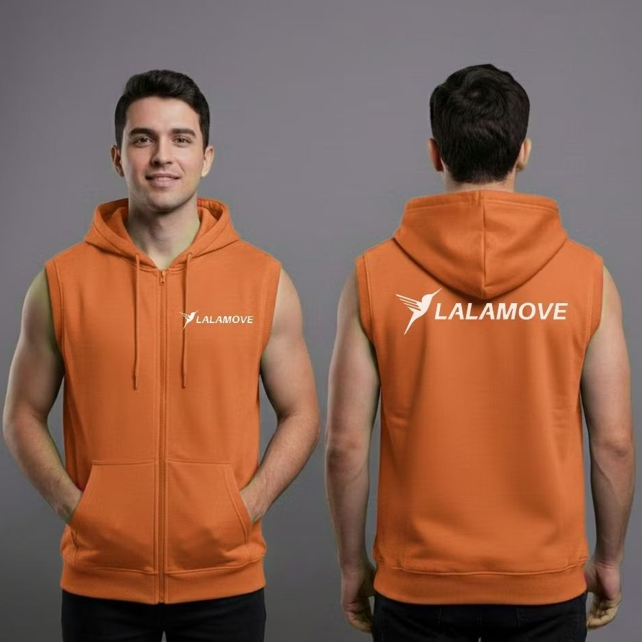 Jaket Rompi Lalamove sablon depan belakang Terlaris model Resleting