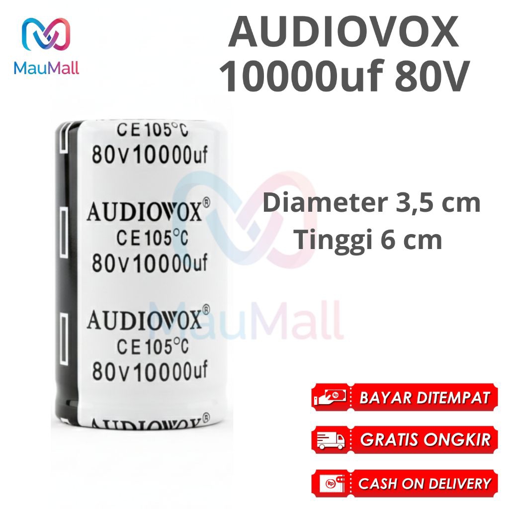 ELCO AUDIOVOX 10000UF 80V PUTIH ORIGINAL ELKO