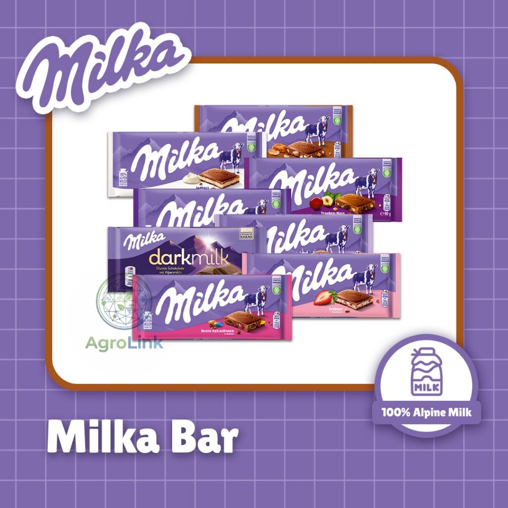 Milka Coklat Bar 87-100g Varian Rasa Jerman