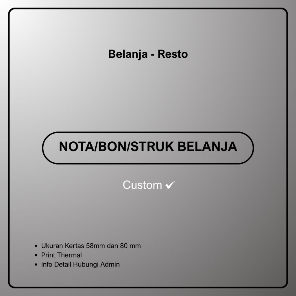 Nota/bon/struk belanja custom