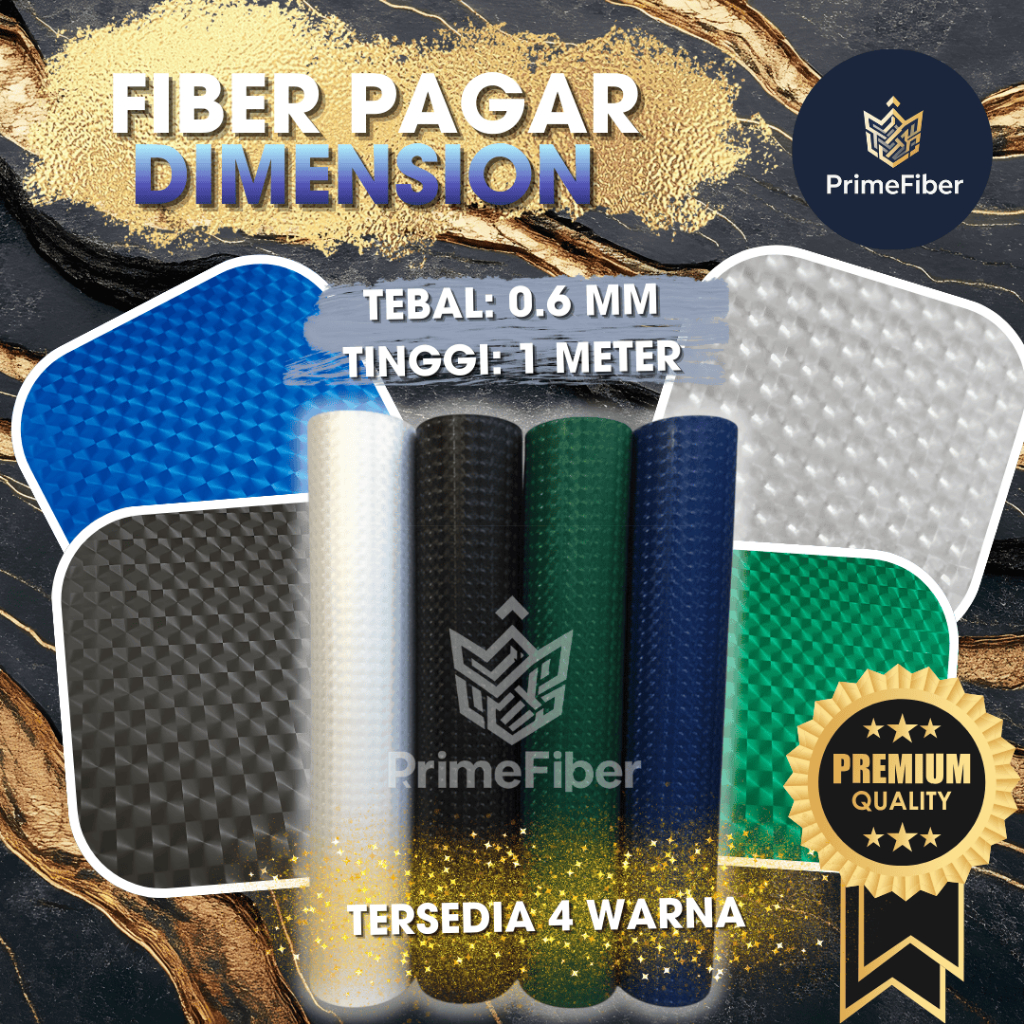 Fiber Pagar Motif Dimension -  Ketebalan 0.6mm | 4 Warna Lengkap | Fiber Plastik Penutup Pagar Motif