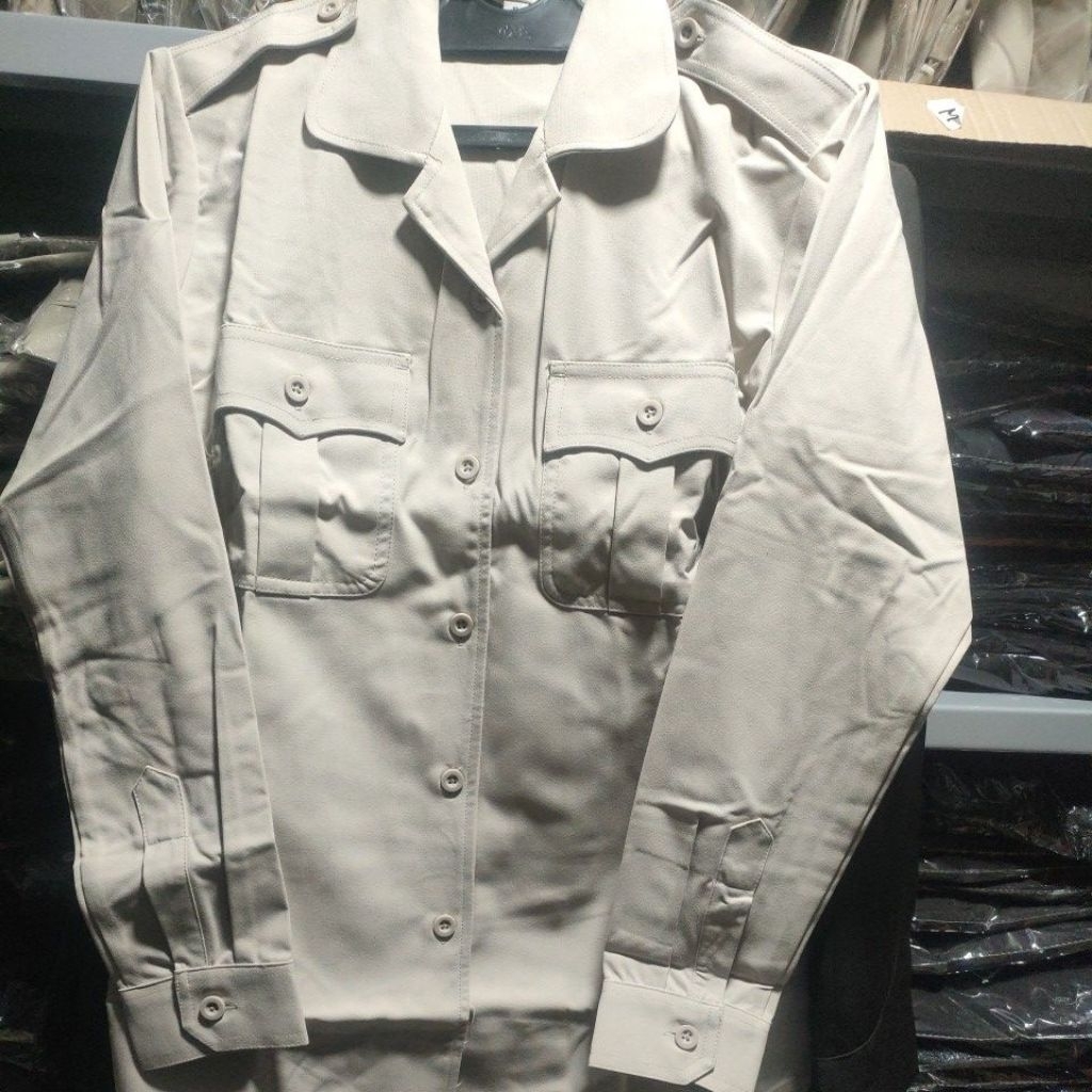 Seragam Pdh wanita PNS korpri/polri cream satu atel dengan celana